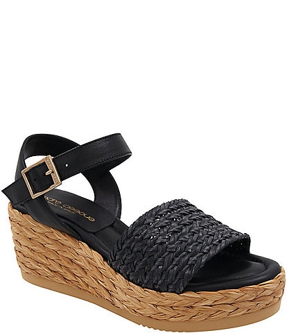 Andre Assous Carissa Leather Braided Espadrille Wedge Sandals