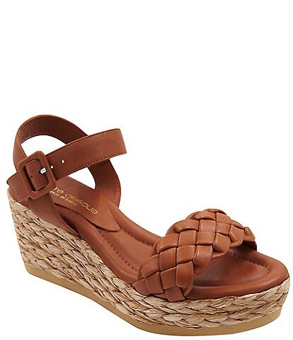 Andre Assous Cecilia Braided Leather Espadrille Platform Wedges