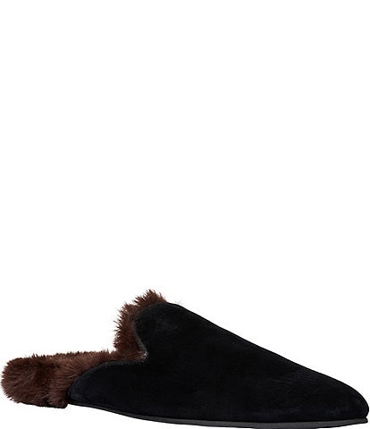 Andre Assous Daria Suede Faux Shearling Lined Pointed Toe Mules