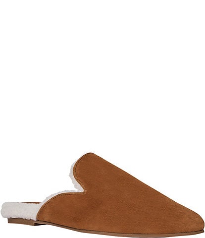 Andre Assous Daria Suede Faux Shearling Lined Pointed Toe Mules