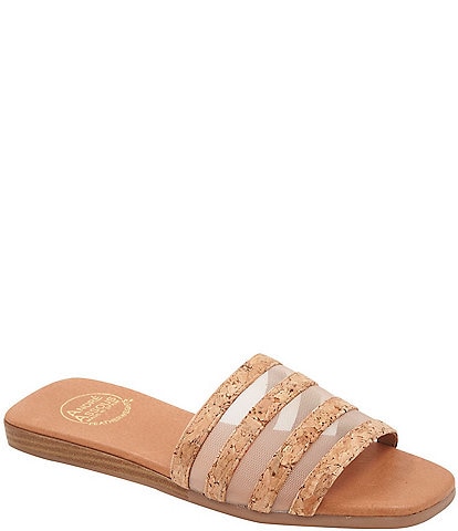 Andre Assous Kaila Cork and Mesh Slide Sandals