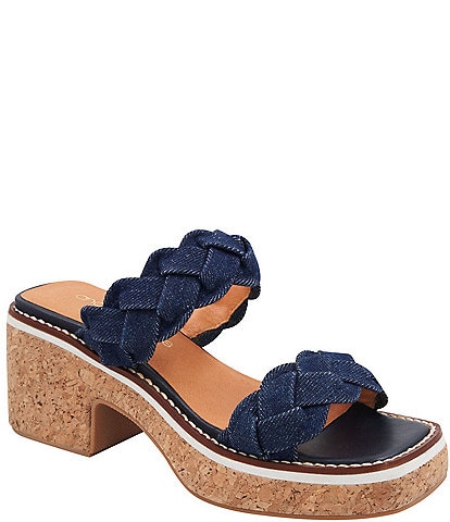 Andre Assous Layla Woven Leather Featherweight Platform Slide Sandals