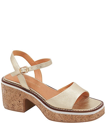 Andre Assous Louise Leather Featherweight Cork Platform Ankle Strap Sandals