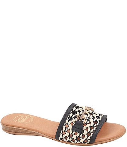 Andre Assous Niles Raffia Bit Buckle Slides