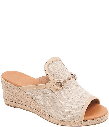 Andre Assous Nomi Bit Buckle Wedge Espadrille Slide Sandals