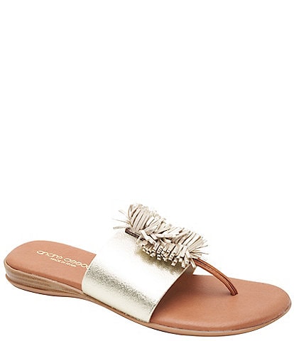 Andre Assous Novalee Featherweights™ Elastic Leather Fringe Thong Sandals