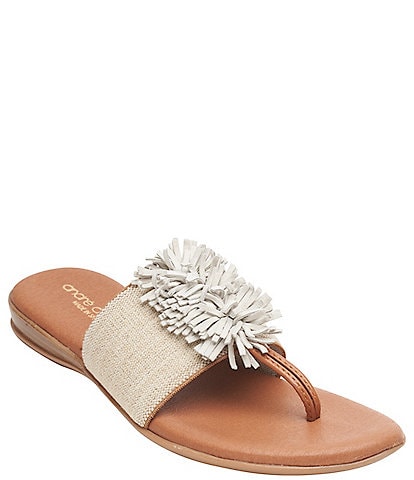Andre Assous Novalee Featherweights™ Elastic Leather Fringe Thong Sandals