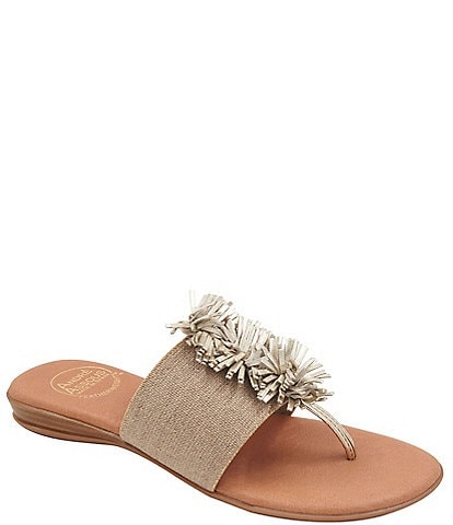 Andre Assous Novalee Featherweight Elastic Leather Fringe Thong Sandals