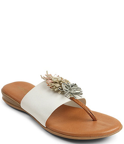 Andre Assous Novalee Featherweight Elastic Leather Fringe Thong Sandals