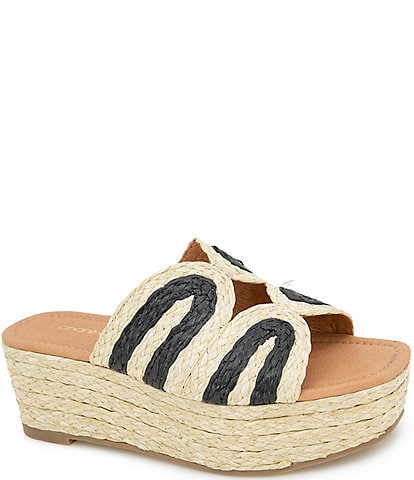 Andre Assous Serene Raffia Platform Wedge Slides