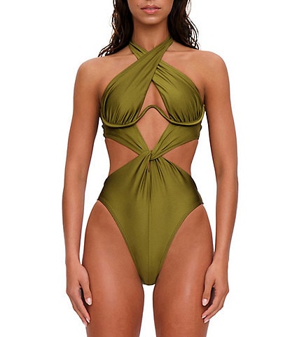 Andrea Iyamah Nayo Halter Cut-Out One Piece Swimsuit