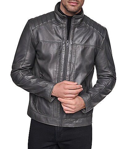 Andrew Marc Burchell Aged Lamb Racer Jacket