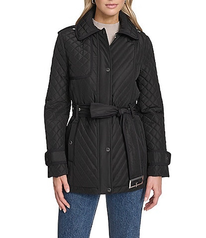 Andrew Marc Sport Brinklee Mix Quilt Belted Water Resistant Zip Front Jacket