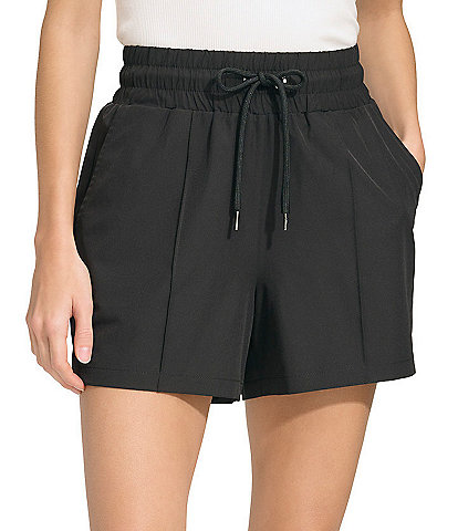 Andrew Marc Sport Commuter Active High Rise Elastic Tie Waist Pocketed Pull-On Shorts