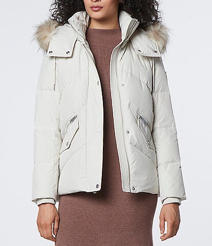 Andrew Marc Sport Daphne Faux Fur Hooded Stand Collared Puffer Coat