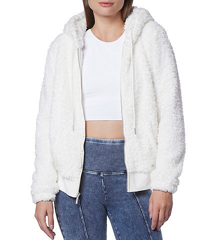 DKNY Faux Fur Hooded Front Zip Coat