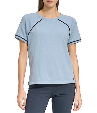 Andrew Marc Sport French Terry Crew Neck Short Sleeve Top