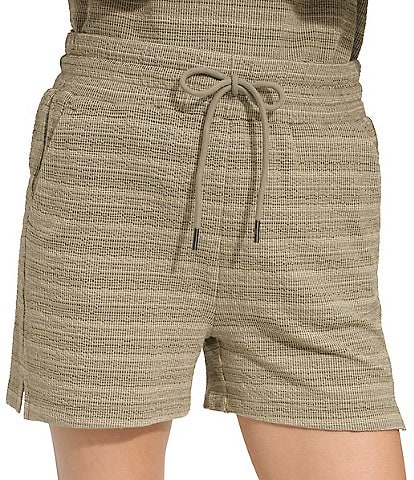 Andrew Marc Sport Heritage Stripe Elastic Tie Waist Side Pocket Coordinating Pull-On Shorts