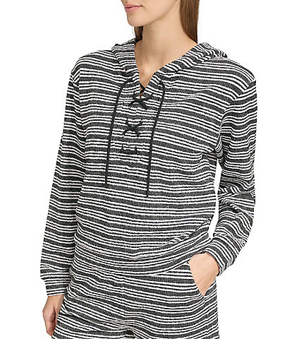 Andrew Marc Sport Heritage Stripe Lace Front Hoodie