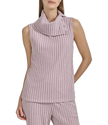 Andrew Marc Sport Knit Stretch Sleeveless Funnel Neck Top