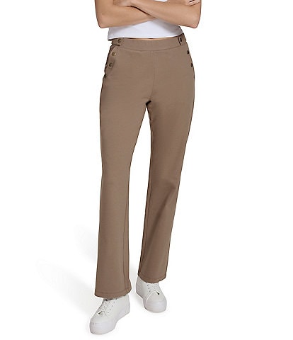 Andrew Marc Sport Knit Twill Kick Flare Pant with Sailor Buttons