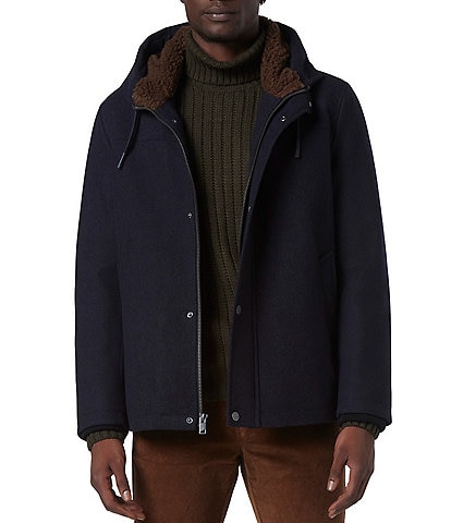 Andrew Marc Palmer Long Sleeve Wool Blend Bomber Jacket