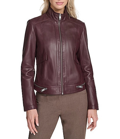 Andrew Marc Rowan Leather Collared Racer Jacket