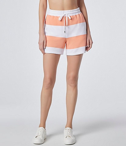 Andrew Marc Sport Rugby Striped Print High Waisted Coordinating Shorts