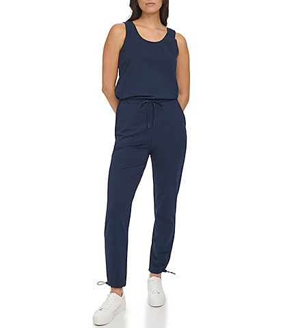 Andrew Marc Sport Scoop Neck Sleeveless French Terry Jumpsuit