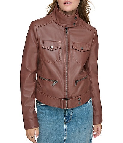 Dillards womens leather outlet coats