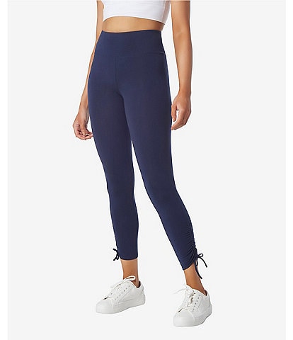 Andrew Marc Sport Stretch High Waisted Ankle Ruched Hem Pull-On Leggings