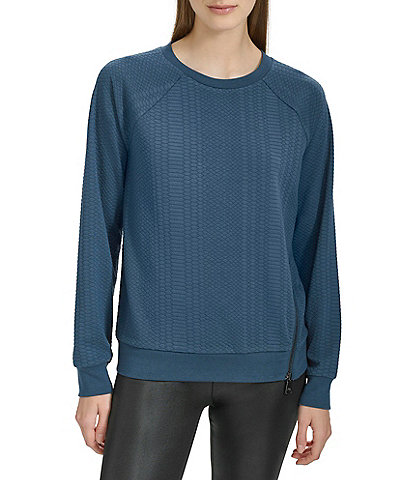 Andrew Marc Sport Stretch Knit Crew Neck Long Sleeve Pullover