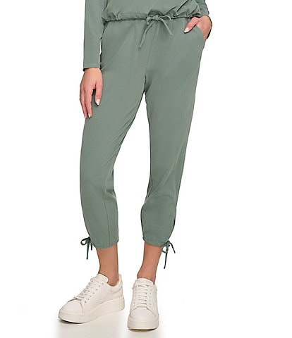 Andrew Marc Sport Stretch Sueded Pique Side Tie Hem Coordinating Pull-On Joggers