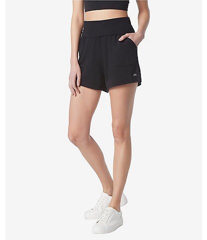 Andrew Marc Sport Vintage Terry Knit Flat Front Yoga Shorts