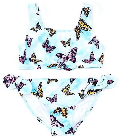 Angel Beach Big Girls 7- 16 Butterfly Print Sky 2-Piece Swimsuit Set