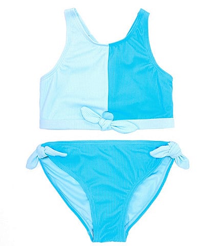 Angel Beach Big Girls 7-16 Ocean Colorblock Ribbed 2-Piece Swimwear Set
