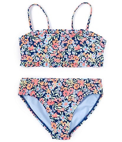 Angel Beach Big Girls 7-16 Ditsy-Floral Ruffled Bandeau Top & Hipster Bottom 2-Piece Swimsuit