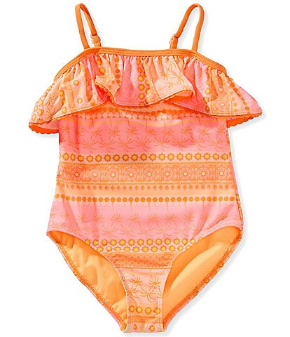 Angel Beach Big Girls 7-16 Palm Stripe One-Piece Swimsuit