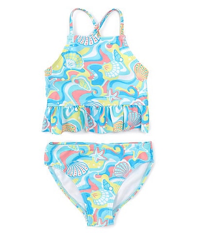 Angel Beach Big Girls 7-16 Shell Swirl Printed Tankini Top & Hipster Bottom 2-Piece Swimsuit