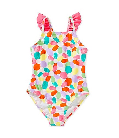 Angel Beach Little Girls 4-6X Rainbow Daisy One-Piece Swimsuit