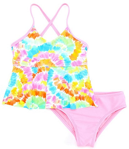 Angel Beach Little Girls 4-6X Rainbow Feathers 2-Piece Swimwear Set