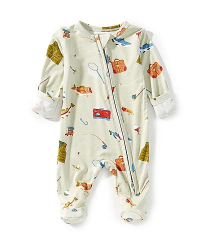 Angel Dear Baby Boys Newborn-9 Months Long Sleeve Fishing Things Zipper Footie Coverall
