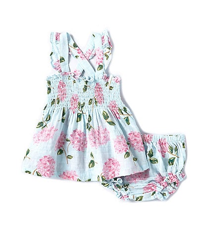 Angel Dear Baby Girls 3-24 Months Hydrangea Print Square Neck Smocked Dress