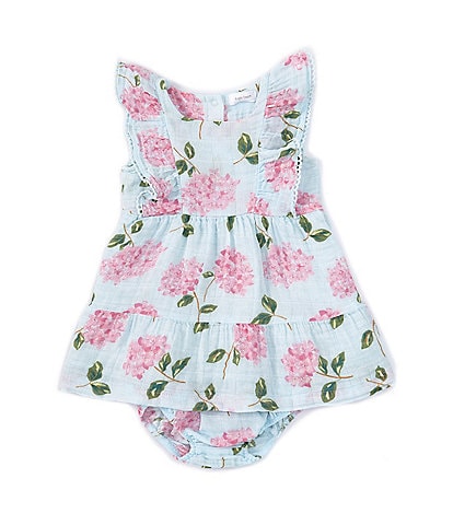 Angel Dear Baby Girls 6-24 Months Hydrangea Print Square Neck Smocked Dress