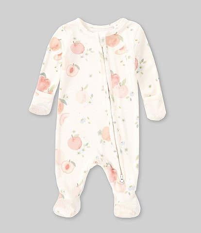 Angel Dear Baby Girls Newborn-6 Months Long Sleeve Multi Peach Print Footie Coverall