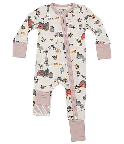 Angel Dear Baby Girls Newborn-9 Months Ruffle 2-Way Zipper Farmer Sleeper