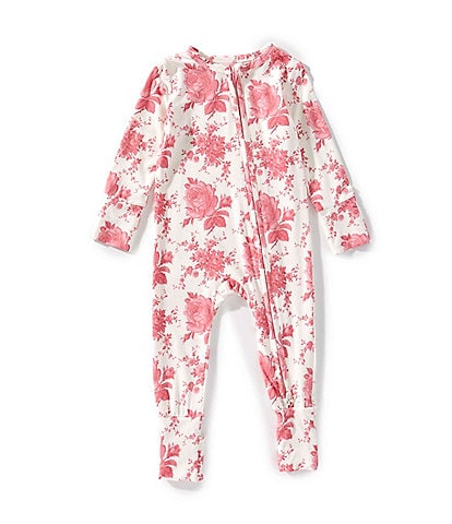 Angel Dear Baby Girls Vintage Rose Print 2-Way Zip Footie