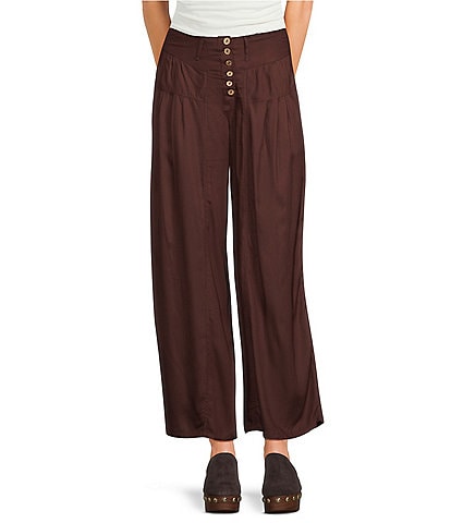 Angie Button Front Wide Leg Pants