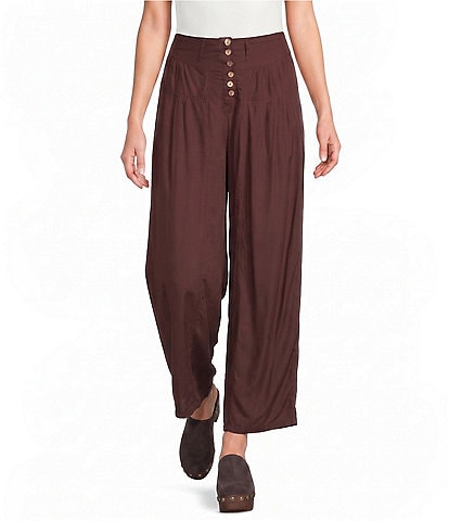 Angie Button Front Wide Leg Pants