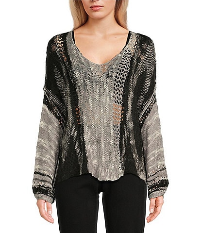 Angie Long Sleeve Open Weave Pullover Sweater